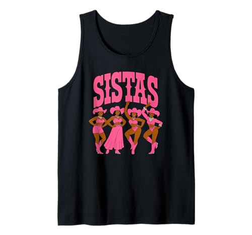 Lustiger Sistas Spruch Pink Cowgirl Swag Rodeo Queens Damen Herren Tank Top von Novelty Black Western Women Dance Outfit Crew