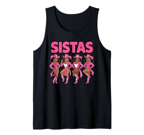 Lustiger Sistas Spruch Pink Cowgirl Swag Rodeo Queens Damen Herren Tank Top von Novelty Black Western Women Dance Outfit Crew