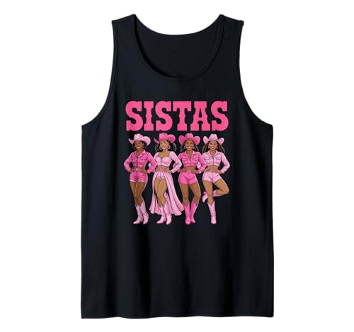 Lustiger Sistas Spruch Pink Cowgirl Swag Rodeo Queens Damen Herren Tank Top von Novelty Black Western Women Dance Outfit Crew