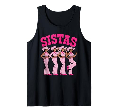 Lustiger Sistas Spruch Pink Cowgirl Swag Rodeo Queens Damen Herren Tank Top von Novelty Black Western Women Dance Outfit Crew