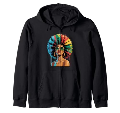 Lustige Afro-Regenbogen-Haarkönigin Ausdruck Power Art Frauen Männer Kapuzenjacke von Novelty Bold Black Woman Style Culture Fashion Mom