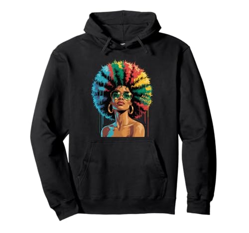 Lustige Afro-Regenbogen-Haarkönigin Ausdruck Power Art Frauen Männer Pullover Hoodie von Novelty Bold Black Woman Style Culture Fashion Mom