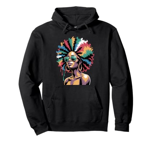Lustige Afro-Regenbogen-Haarkönigin Ausdruck Power Art Frauen Männer Pullover Hoodie von Novelty Bold Black Woman Style Culture Fashion Mom