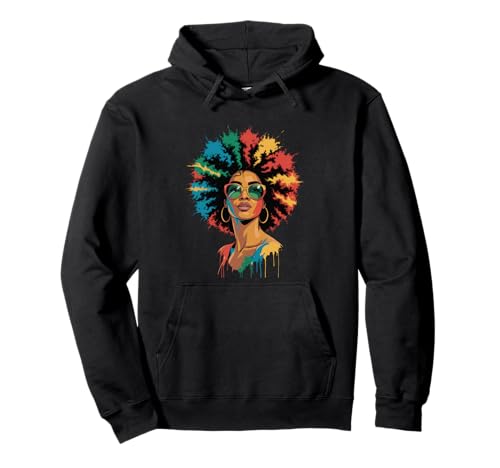 Lustige Afro-Regenbogen-Haarkönigin Ausdruck Power Art Frauen Männer Pullover Hoodie von Novelty Bold Black Woman Style Culture Fashion Mom