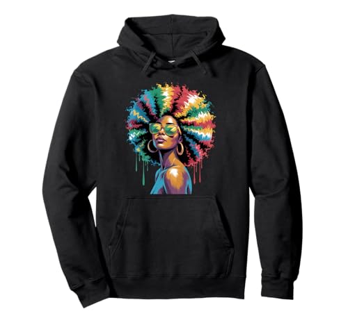Lustige Afro-Regenbogen-Haarkönigin Ausdruck Power Art Frauen Männer Pullover Hoodie von Novelty Bold Black Woman Style Culture Fashion Mom