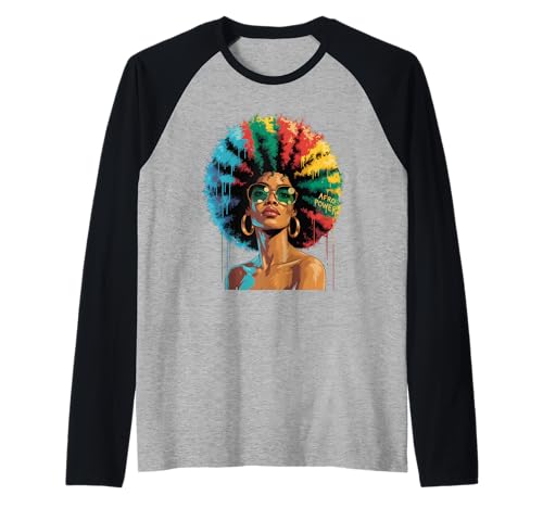 Lustige Afro-Regenbogen-Haarkönigin Ausdruck Power Art Frauen Männer Raglan von Novelty Bold Black Woman Style Culture Fashion Mom
