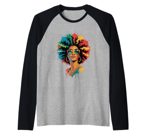 Lustige Afro-Regenbogen-Haarkönigin Ausdruck Power Art Frauen Männer Raglan von Novelty Bold Black Woman Style Culture Fashion Mom