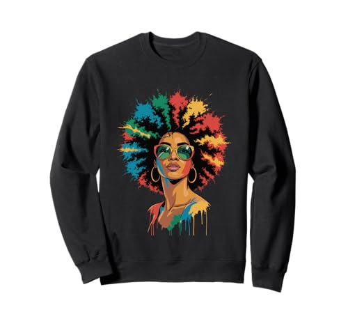 Lustige Afro-Regenbogen-Haarkönigin Ausdruck Power Art Frauen Männer Sweatshirt von Novelty Bold Black Woman Style Culture Fashion Mom