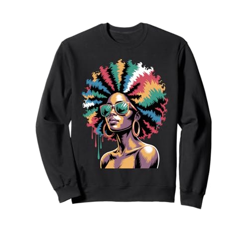 Lustige Afro-Regenbogen-Haarkönigin Ausdruck Power Art Frauen Männer Sweatshirt von Novelty Bold Black Woman Style Culture Fashion Mom
