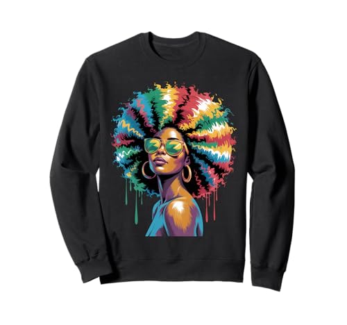 Lustige Afro-Regenbogen-Haarkönigin Ausdruck Power Art Frauen Männer Sweatshirt von Novelty Bold Black Woman Style Culture Fashion Mom