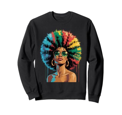 Lustige Afro-Regenbogen-Haarkönigin Ausdruck Power Art Frauen Männer Sweatshirt von Novelty Bold Black Woman Style Culture Fashion Mom