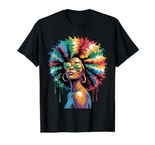 Lustige Afro-Regenbogen-Haarkönigin Ausdruck Power Art Frauen Männer T-Shirt von Novelty Bold Black Woman Style Culture Fashion Mom