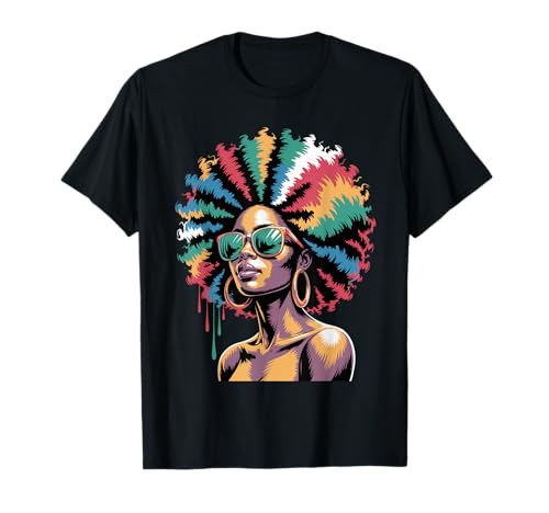 Lustige Afro-Regenbogen-Haarkönigin Ausdruck Power Art Frauen Männer T-Shirt von Novelty Bold Black Woman Style Culture Fashion Mom
