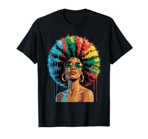 Lustige Afro-Regenbogen-Haarkönigin Ausdruck Power Art Frauen Männer T-Shirt von Novelty Bold Black Woman Style Culture Fashion Mom