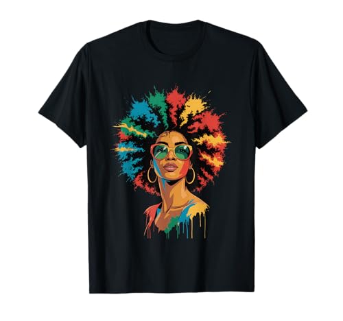 Lustige Afro-Regenbogen-Haarkönigin Ausdruck Power Art Frauen Männer T-Shirt von Novelty Bold Black Woman Style Culture Fashion Mom