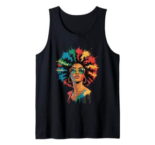 Lustige Afro-Regenbogen-Haarkönigin Ausdruck Power Art Frauen Männer Tank Top von Novelty Bold Black Woman Style Culture Fashion Mom