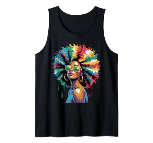 Lustige Afro-Regenbogen-Haarkönigin Ausdruck Power Art Frauen Männer Tank Top von Novelty Bold Black Woman Style Culture Fashion Mom