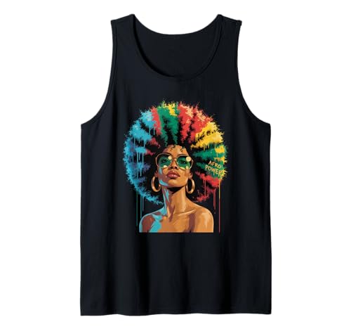 Lustige Afro-Regenbogen-Haarkönigin Ausdruck Power Art Frauen Männer Tank Top von Novelty Bold Black Woman Style Culture Fashion Mom