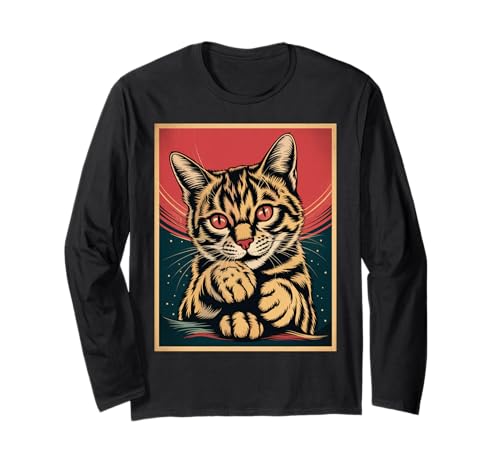 Katze rote Augen Japanische Kunst Illustration Katzenliebhaber Männer Frauen Langarmshirt Katze rote Augen Japanische Kunst Illustration Katzenliebhaber Männer Frauen Langarmshirt von Novelty Cat Red Eyes Japan Artist Graphic Pet