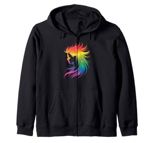 Lustiges Regenbogenhaar Afro-Stil Pride Artistic Queen Damen Herren Kapuzenjacke Lustiges Regenbogenhaar Afro-Stil Pride Artistic Queen Damen Herren Kapuzenjacke von Novelty Colorful Feminine Flowing Hair Vibes Art