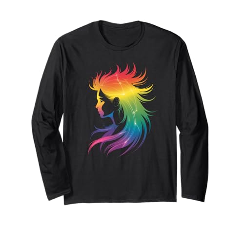 Lustiges Regenbogenhaar Afro-Stil Pride Artistic Queen Damen Herren Langarmshirt Lustiges Regenbogenhaar Afro-Stil Pride Artistic Queen Damen Herren Langarmshirt von Novelty Colorful Feminine Flowing Hair Vibes Art