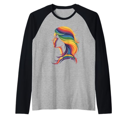 Lustiges Regenbogenhaar Afro-Stil Pride Artistic Queen Damen Herren Raglan Lustiges Regenbogenhaar Afro-Stil Pride Artistic Queen Damen Herren Raglan von Novelty Colorful Feminine Flowing Hair Vibes Art
