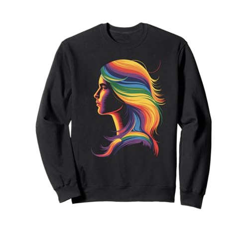 Lustiges Regenbogenhaar Afro-Stil Pride Artistic Queen Damen Herren Sweatshirt Lustiges Regenbogenhaar Afro-Stil Pride Artistic Queen Damen Herren Sweatshirt von Novelty Colorful Feminine Flowing Hair Vibes Art
