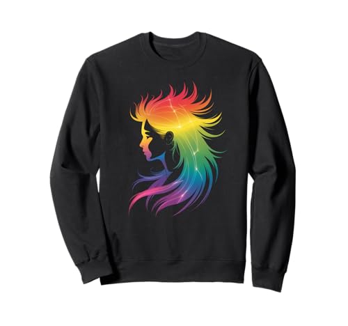 Lustiges Regenbogenhaar Afro-Stil Pride Artistic Queen Damen Herren Sweatshirt Lustiges Regenbogenhaar Afro-Stil Pride Artistic Queen Damen Herren Sweatshirt von Novelty Colorful Feminine Flowing Hair Vibes Art
