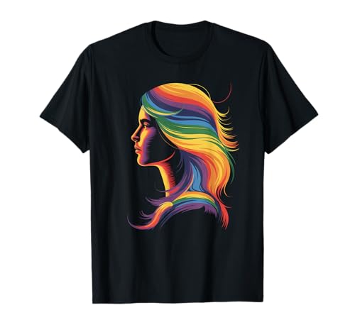 Lustiges Regenbogenhaar Afro-Stil Pride Artistic Queen Damen Herren T-Shirt Lustiges Regenbogenhaar Afro-Stil Pride Artistic Queen Damen Herren T-Shirt von Novelty Colorful Feminine Flowing Hair Vibes Art