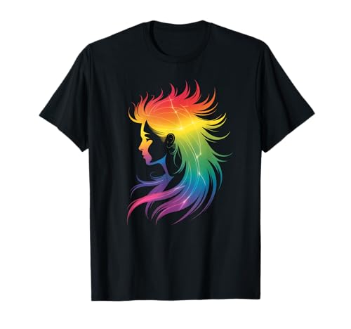 Lustiges Regenbogenhaar Afro-Stil Pride Artistic Queen Damen Herren T-Shirt Lustiges Regenbogenhaar Afro-Stil Pride Artistic Queen Damen Herren T-Shirt von Novelty Colorful Feminine Flowing Hair Vibes Art