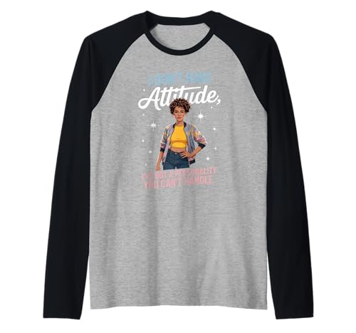 Lustiges Haltungswort: Ich Habe Persönlichkeitsstärke, Mama, Damen, Herren Raglan von Novelty Confident Afro Woman Fashion Energy Sassy