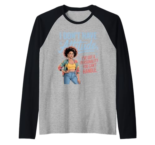 Lustiges Haltungswort: Ich Habe Persönlichkeitsstärke, Mama, Damen, Herren Raglan von Novelty Confident Afro Woman Fashion Energy Sassy