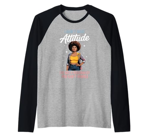 Lustiges Haltungswort: Ich Habe Persönlichkeitsstärke, Mama, Damen, Herren Raglan von Novelty Confident Afro Woman Fashion Energy Sassy