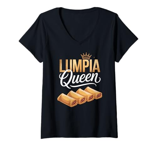Damen Lumpia Queen Lustiger philippinischer Essensliebhaber Philippinischer Snack Pride T-Shirt mit V-Ausschnitt Damen Lumpia Queen Lustiger philippinischer Essensliebhaber Philippinischer Snack Pride T-Shirt mit V-Ausschnitt von Novelty Food Humor Humor Sarcasm Pinay Women Men