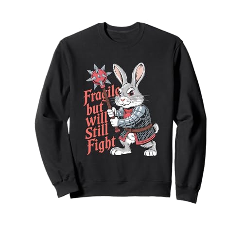 Fragile but Will Still Fight Mittelalter Bunny Humor Männer Frauen Sweatshirt Fragile but Will Still Fight Mittelalter Bunny Humor Männer Frauen Sweatshirt von Novelty Fragile but Will Still Fight Sarcasm Pun