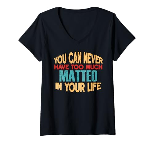 Damen Lustiges Matteo personalisiertes T-Shirt mit Vornamen T-Shirt mit V-Ausschnitt Damen Lustiges Matteo personalisiertes T-Shirt mit Vornamen T-Shirt mit V-Ausschnitt von Novelty Given First Name Tee Named Custom Merch