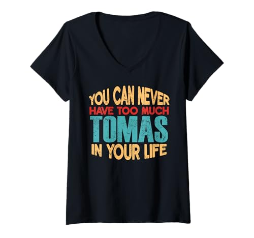 Damen Lustiges Tomas personalisiertes T-Shirt mit Vornamen T-Shirt mit V-Ausschnitt von Novelty Given First Name Tee Named Custom Merch