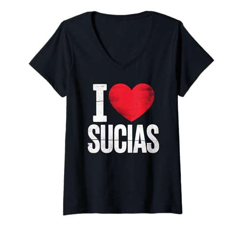 Damen Lustig I Love Sucias Humor Spruch Spanisch Slang Frauen Männer T-Shirt mit V-Ausschnitt von Novelty Latino Expression Sarcastic Bold Husband