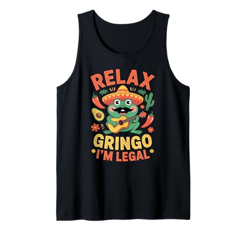 Lustiger Spruch Relax I'm Legal Mexican Frosch Poncho Damen Herren Tank Top von Novelty Latino Fiesta Frog Joke Meme Mexico Gag