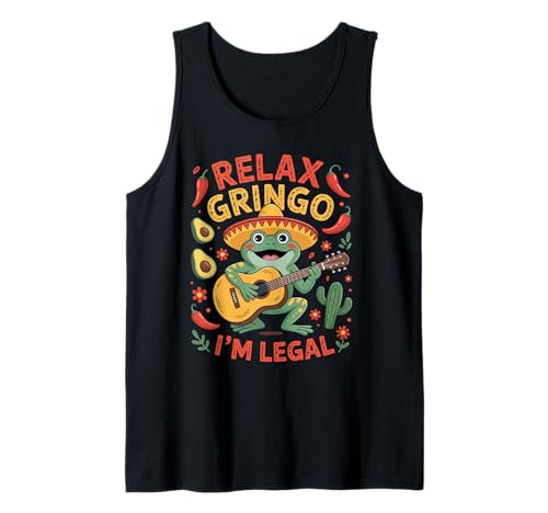 Lustiger Spruch Relax I'm Legal Mexican Frosch Poncho Damen Herren Tank Top von Novelty Latino Fiesta Frog Joke Meme Mexico Gag