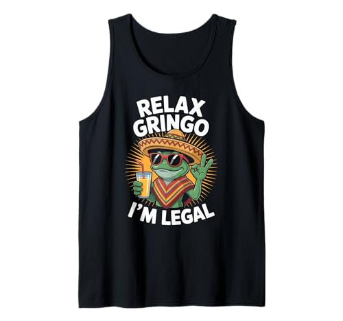 Lustiger Spruch Relax I'm Legal Mexican Frosch Poncho Damen Herren Tank Top von Novelty Latino Fiesta Frog Joke Meme Mexico Gag