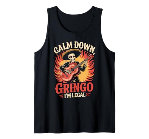 Lustiger Spruch Relax I'm Legal Mexican Joke Poncho Damen Herren Tank Top von Novelty Latino Fiesta Mariachi Mexico Skeleton Gag