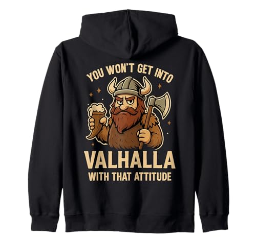Lustiger Wikinger Valhalla nordische Mythologie Humor für Männer Kapuzenjacke von Novelty Norse Valheim Meme Merch Tees And Stuff