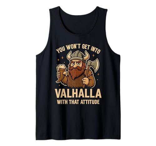 Lustiger Wikinger Valhalla nordische Mythologie Humor für Männer Tank Top von Novelty Norse Valheim Meme Merch Tees And Stuff