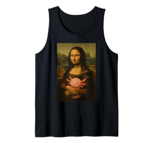 Mona Lisa Holding Baby Axolotl Lustig Da Vinci Malerei Tank Top von Novelty Stuff By Del