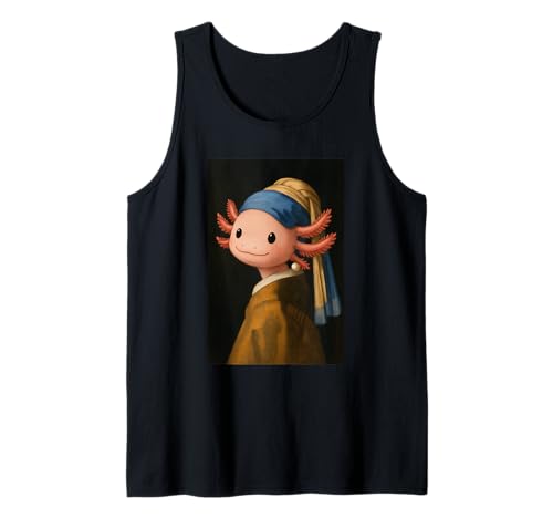 Süßer Axolotl mit Perlenohrring Lustiges Vermeer-Gemälde Tank Top von Novelty Stuff By Del