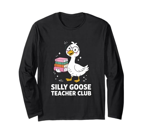 Silly Goose Teacher Club Frau unterrichtet Mutter Witz Männer Frauen Langarmshirt von Novelty Teacher Goose Mother Reading Daughter