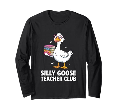 Silly Goose Teacher Club Frau unterrichtet Mutter Witz Männer Frauen Langarmshirt von Novelty Teacher Goose Mother Reading Daughter