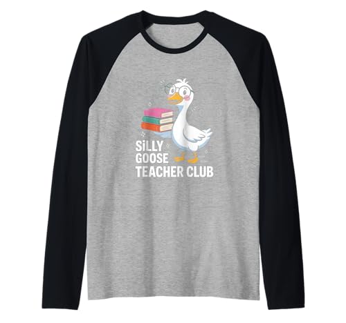Silly Goose Teacher Club Frau unterrichtet Mutter Witz Männer Frauen Raglan von Novelty Teacher Goose Mother Reading Daughter