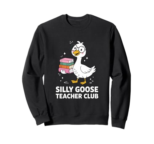 Silly Goose Teacher Club Frau unterrichtet Mutter Witz Männer Frauen Sweatshirt von Novelty Teacher Goose Mother Reading Daughter